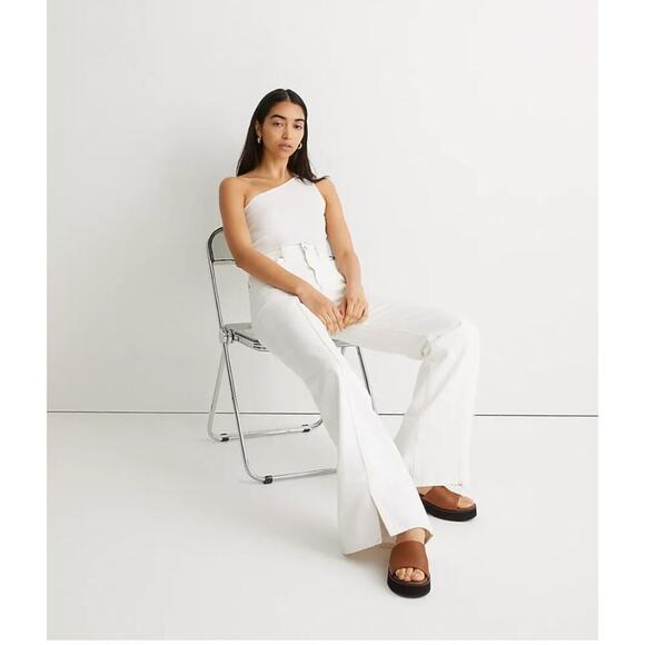 NEW Madewell Rigid High Rise Baggy Flare Jeans in Tile White - Picture 2 of 13